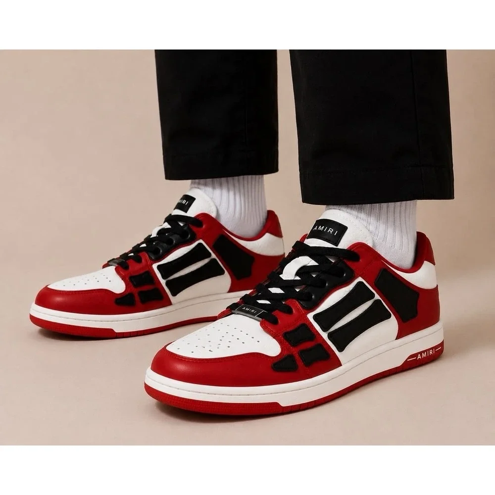 Gently used Size 13- AMIRI Skel Top Low Red/White/Black AW22MFS003-610 Sneakers